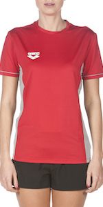 arena team line collection red t-shirt for workouts gym leisure sportswear for women