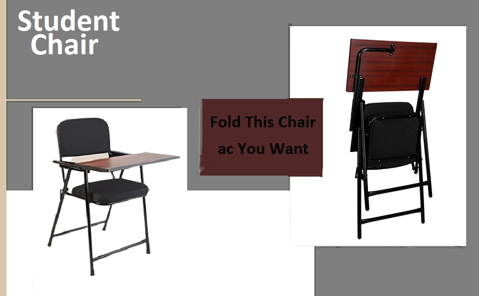 Olivia Folding Study Chair with Cushion and Adjustable Writing Pad for