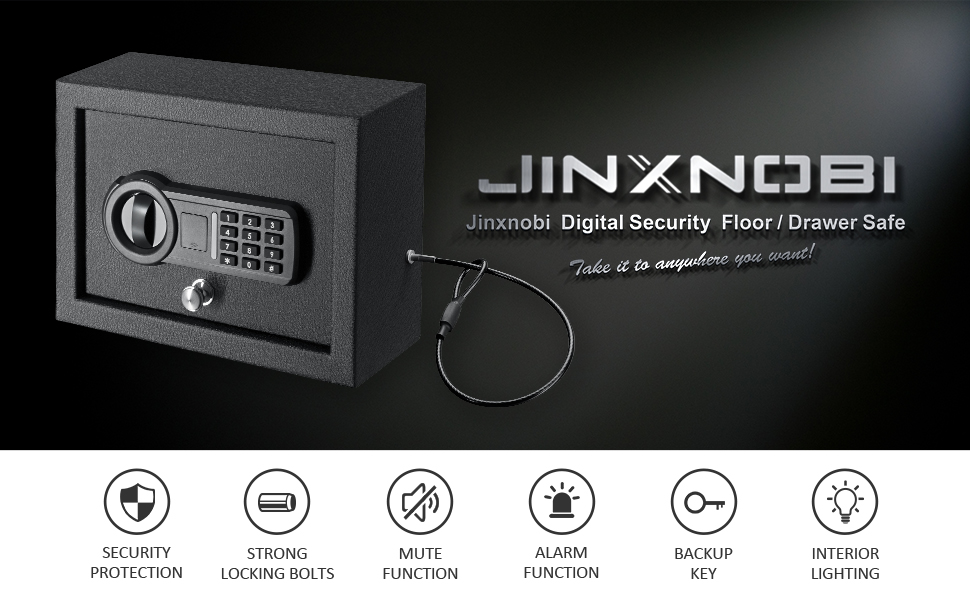 JINXNOBI Top Opening Keypad Security Desk Drawer Safe,Digital Floor