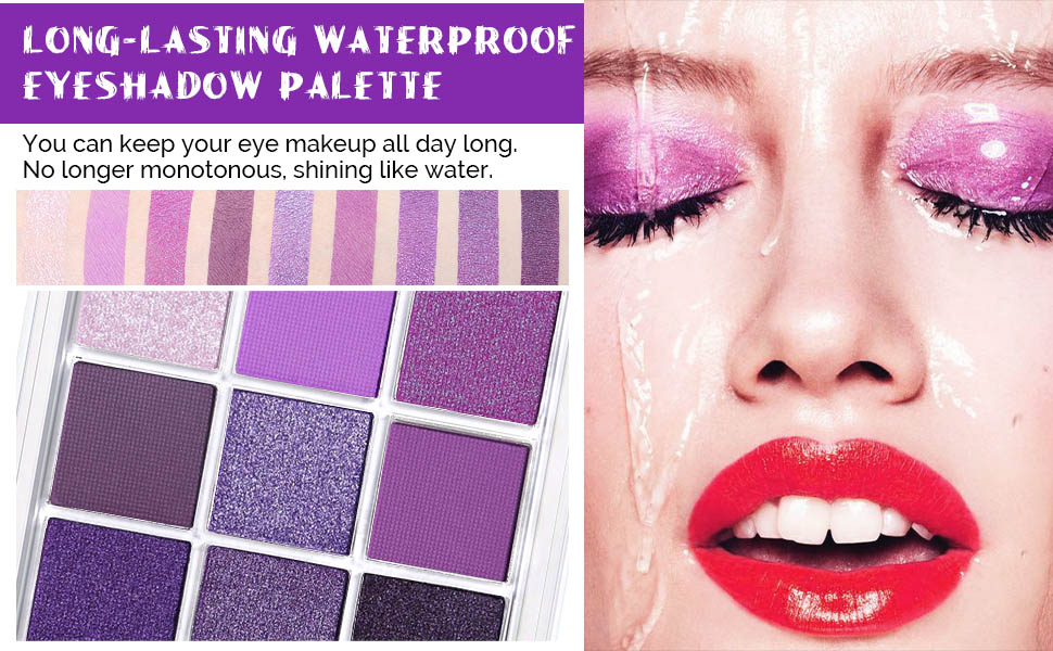 evpct 9 Colors Purple Pink Lavender Glitter Shimmer Matte Eye Shadow Palette