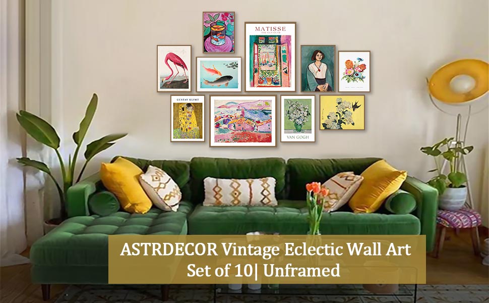 ASTRDECOR Colorful Eclectic Wall Decor Prints, 10 PCS