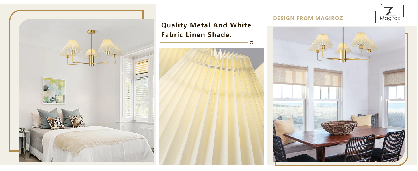 5 Lights Gold Chandelier Light Fixture
