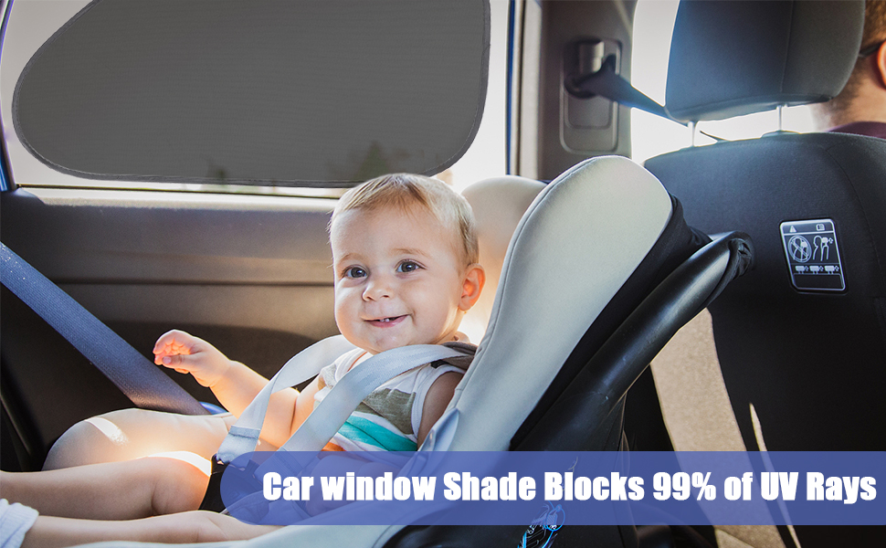 4 Pack Car Window Shade, 2 Kind Size Cling Car Sun Shade Baby Universal