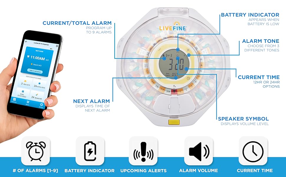 livefine-bluetooth-automatic-pill-dispenser-28-day-capacity-sound