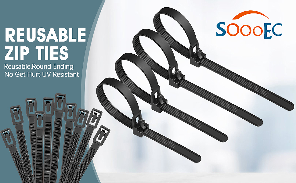 Reusable Zip Ties Assorted Sizes 6+8+10+12 Inch 200 Packs Releasable Zip Tie Heavy