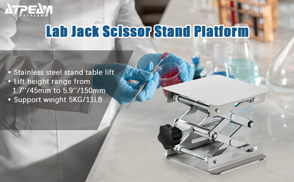 ATPEAM Lab Jack Scissor Stand Platform, Laboratory Lifting