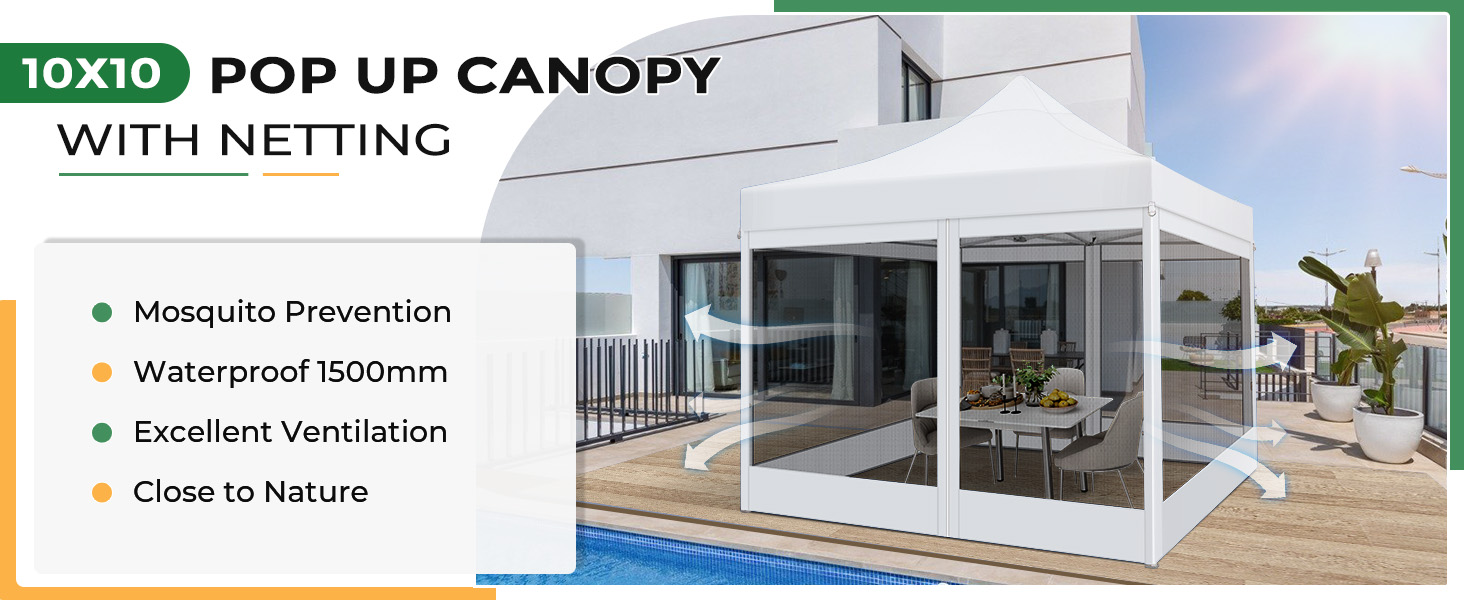 tooluck 10x10 outdoor pop up canopy party tent with sidewalls ez up small patio backyard tent
