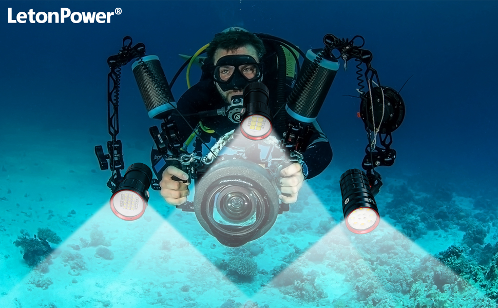 Diving Flashlight,LetonPower BB14 9000Lumens Dive Light,Super Bright