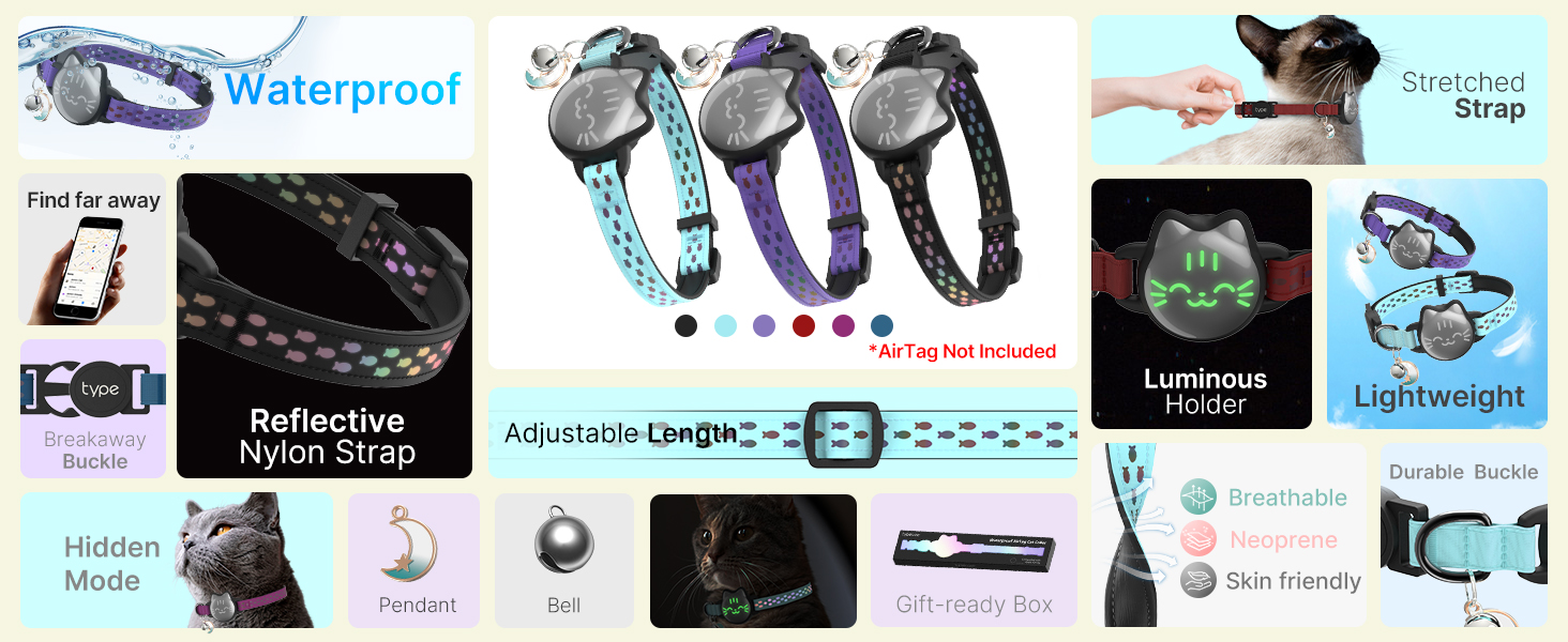waterproof airtag cat collar