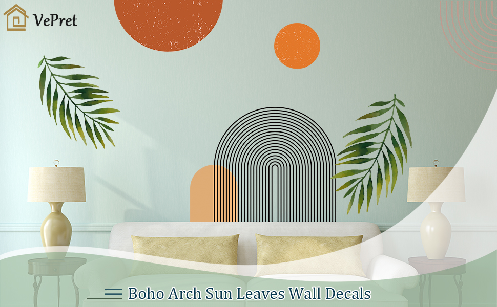 VePret Boho MidCentury Modern Wall Decals Peel and Stick