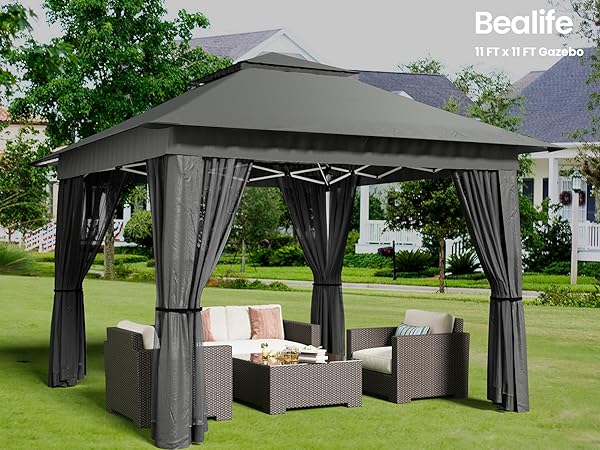 Amazon.com : Bealife 11x11 Pop Up Gazebo Tent with Mosquito