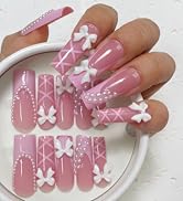 96PCS Extra Long Square Press on Nails – 4 Box Fake Nail Set with 3D Designs | False Nail Tips fo...