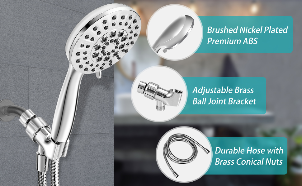EOYHZOO 6Function Handheld Shower Head, High Pressure, Art Deco Style