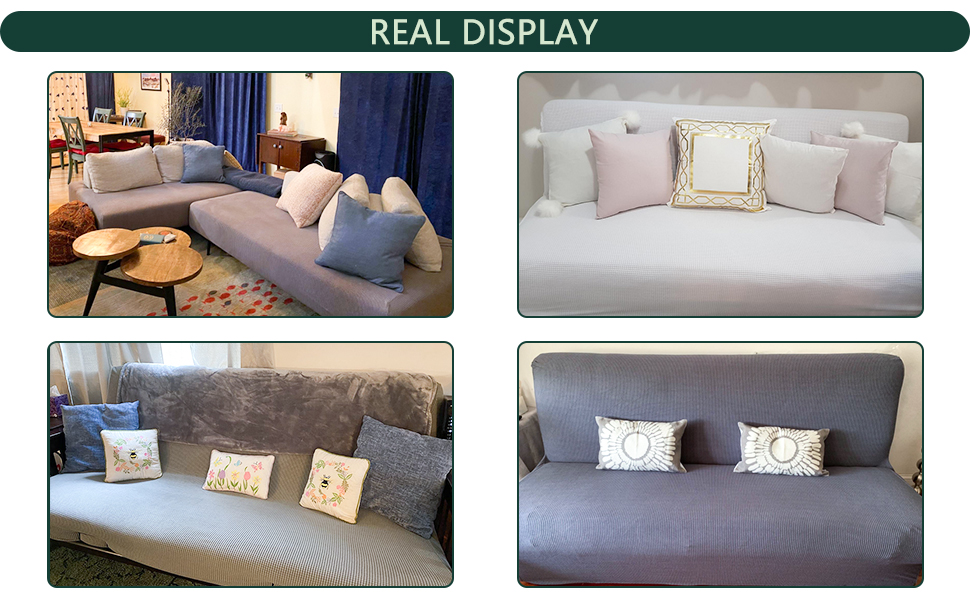 CHUN YI Stretch Armless Sofa Slipcover Elastic Fitted Full