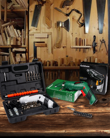 Goldsea Electric Screwdriver Cordless, Cordless Drill & Screwdriver Set, 47 in 1 Power Tools 4.2V Li-ion 3.5Nm Rotatable Cordless Electric Drill Drivers Home Improvement DIY 22 drill