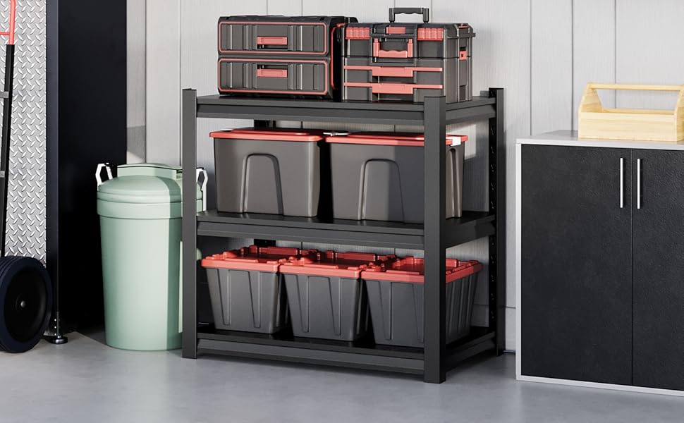 ZAOUS 3Tier Metal Shelves, 360LBS Heavy Duty Garage