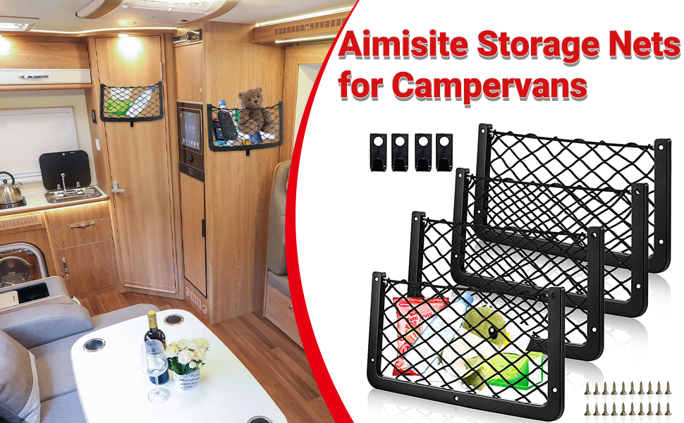 Storage Nets For Campervans,4PCS Elastic Storage Nets Car Storage Net