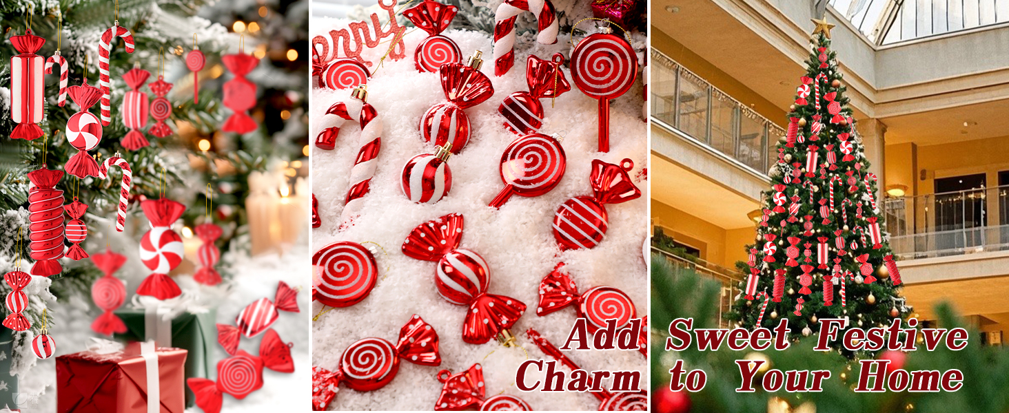 red white candy cane christmas tree decorations