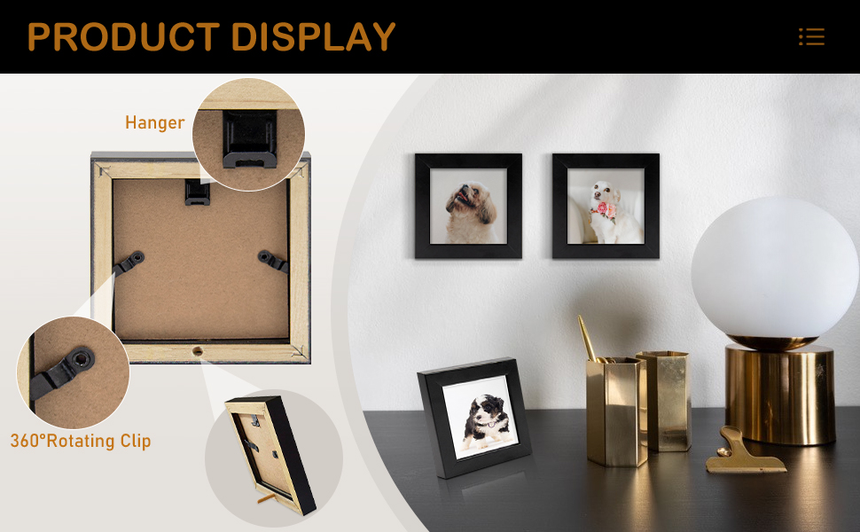 AUEAR, 4x4 Square Picture Frame, Solid Wood and High