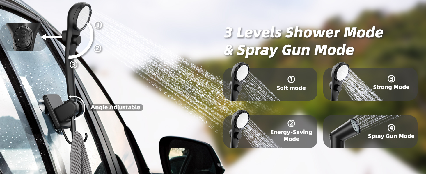 Portable Camping Shower Outdoor Shower Pump 6000mAh Rechargeable Electric Shower