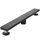 Neodrain 24-Inch Black Linear Shower Drain with Removable Quadrato Pattern Grate,304 Stainless St...