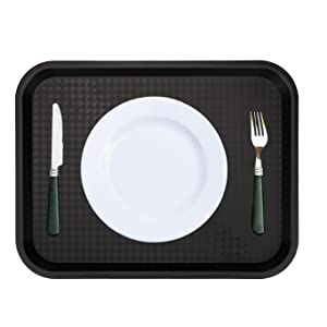 Plastic Restaurant Serving Tray for Coffee Table, Kitchen, Party, Black 