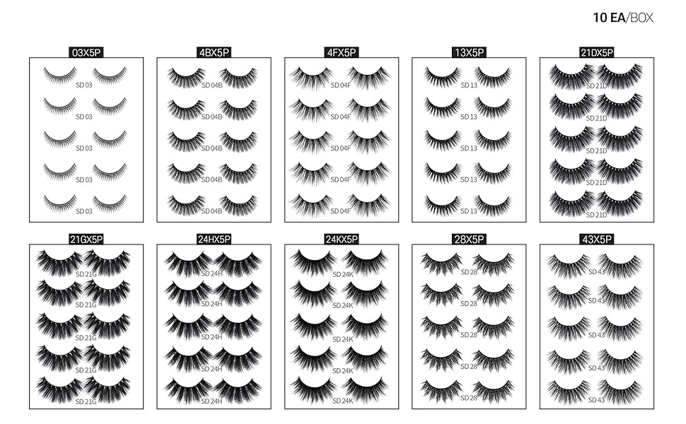 Laflare Premium Silk Lashes 3D Faux Mink Eyelashes Multipack, ln a Knitted Style 5 Pairs Value Pack