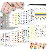 24 Sheets Nail Stickers for Girls Women and Kids, Nail Art Stickers Bunny Penguin Duck Flower Hea...
