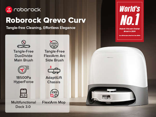 ロボロック QRC0204 Roborock Qrevo Curv Roborock Qrevo Curv Robot Vacuum with Multifunctional Dock