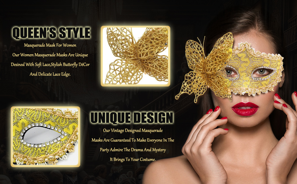 Masquerade Mask for Women Men Venetian Mask Couple Halloween Mask for Costume Party Prom