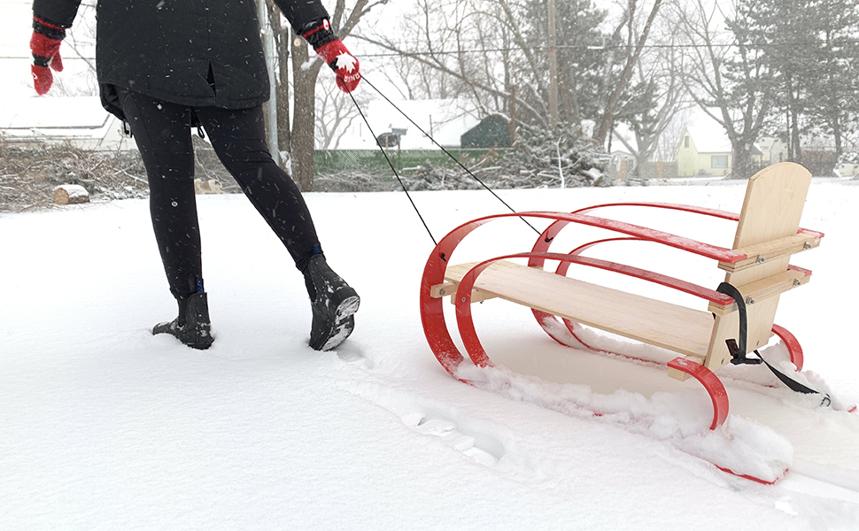 Rüdolphe 3000 Wood Sled for Kids and Babies, Durable Wooden Sleigh