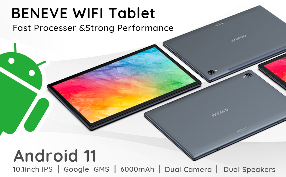 BENEVE Tablet 10 Inch Android 11 Tablet PC IPS HD Display with 1.8GHz