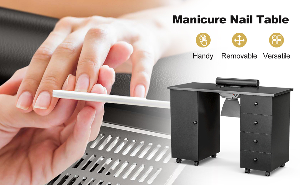 Paddie Manicure Table Nail Desk for Nail Tech, Nail Tech