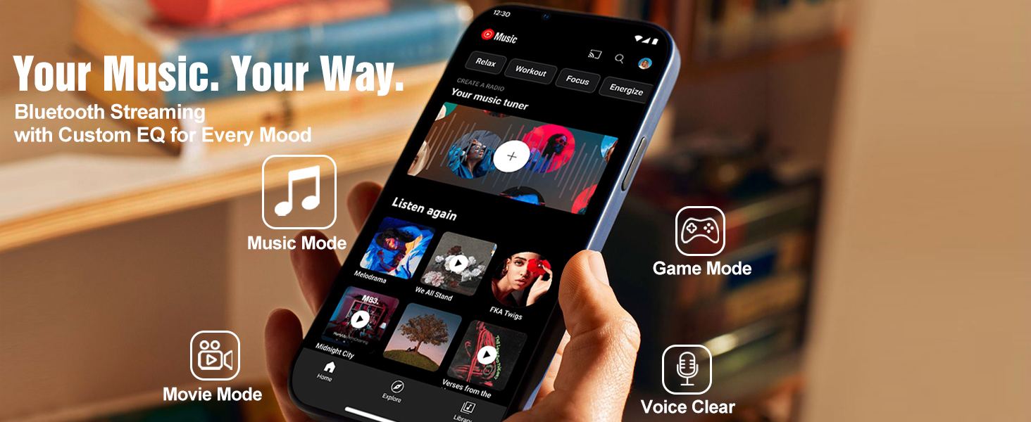 Bluetooth soundbar for music