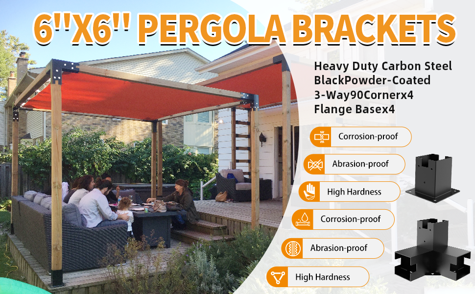 Likeem Pergola Kit,12 Gauge Heavy Duty 6x6 pergola Brackets