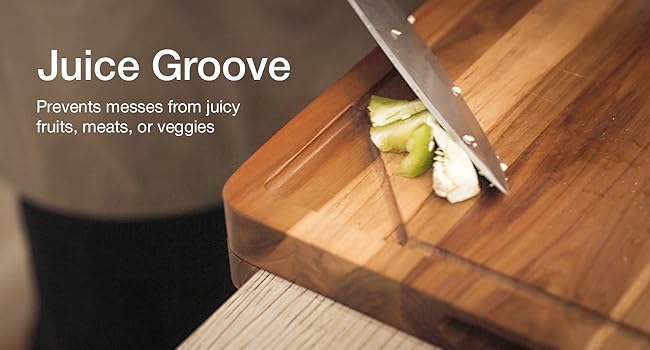 close up of cutting board juice groove