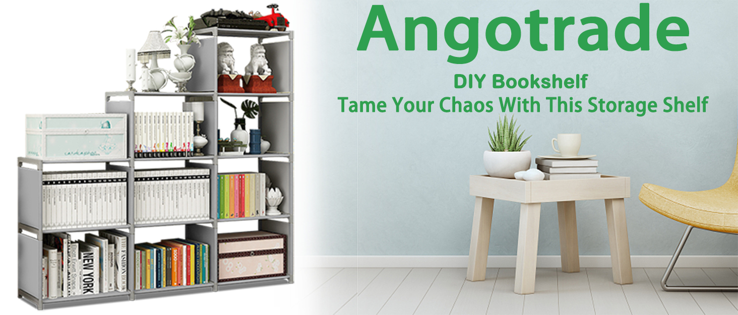 DIY Adjustable Bookcase, Bookshelf with 9 Book Shelves