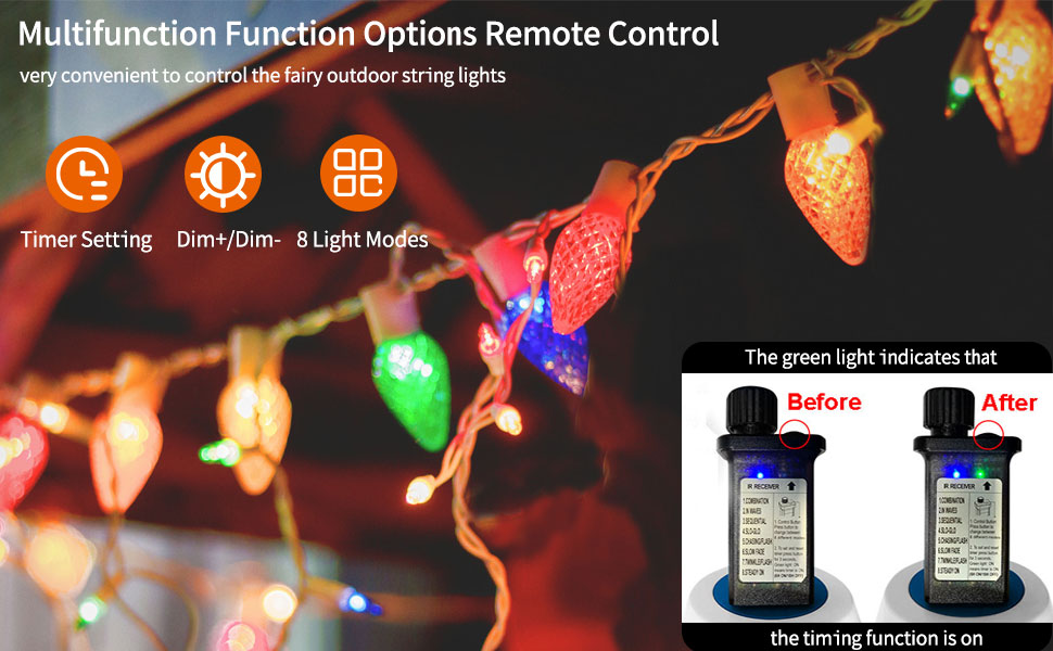 100 LED C9 Christmas Lights 66ft Green Wire Commercial LED