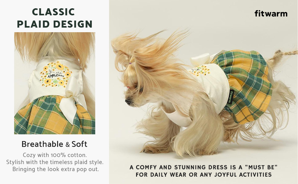 Fitwarm Holiday Theme Dog Dresses for Easter Mothers Day Christmas New Year Halloween