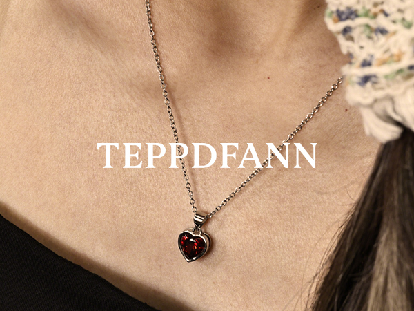 Amazon.com: 925 Sterling Silver Ruby Heart Necklace Red