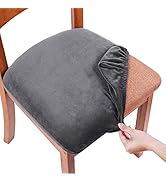 smiry Original Velvet Dining Chair Seat Covers, Stretch Fitted Dining Room Upholstered Chair Seat...