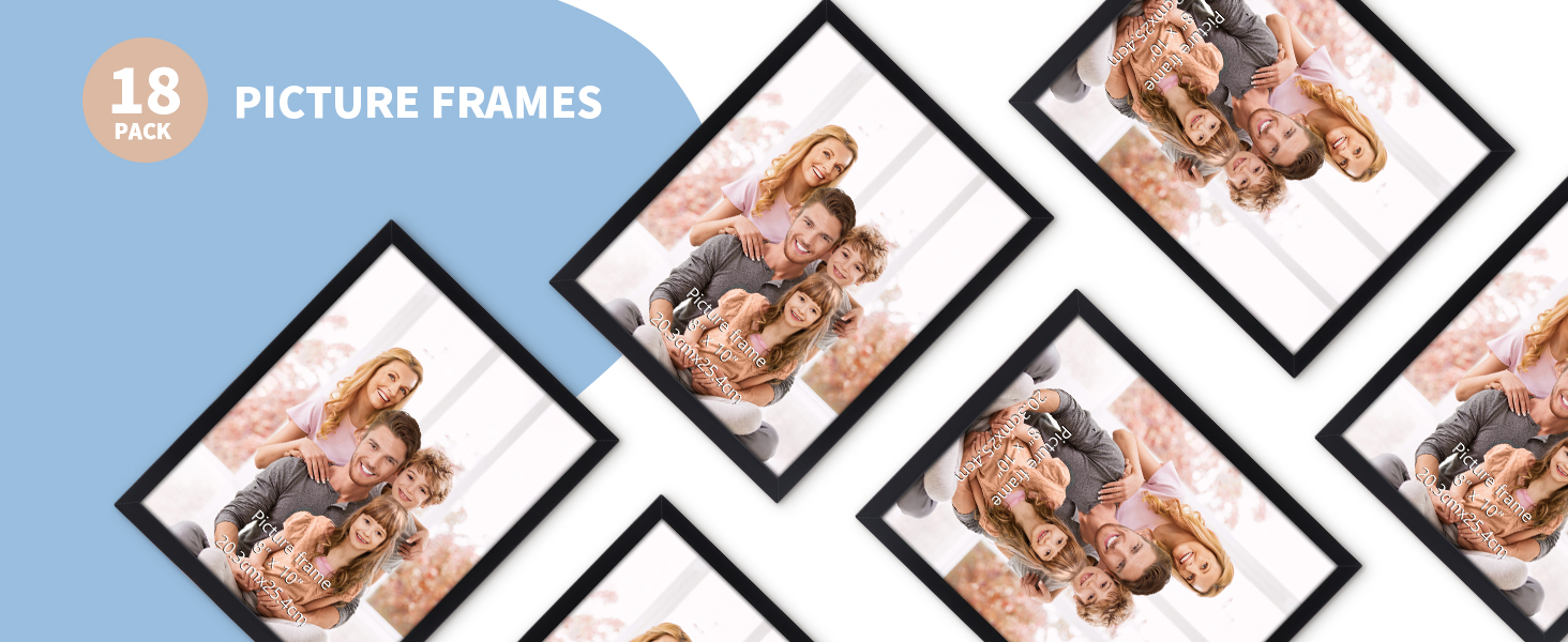 Hoikwo Multi 6x4 Photo Frames Set of 18, 4x6 Black Picture Frames for