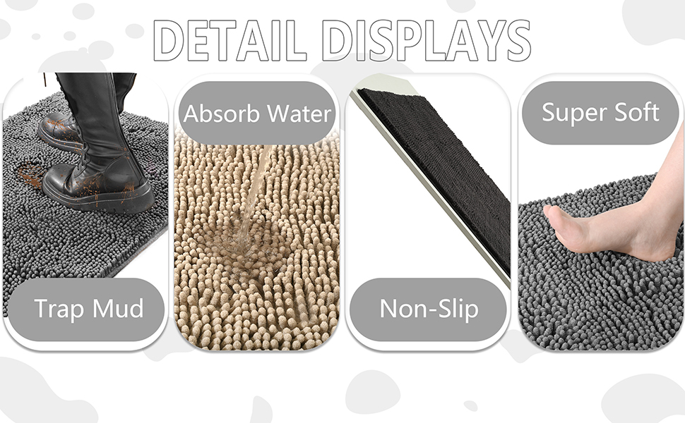 Ompaa Indoor Door Mat Entryway Rug Traps Mud and Dirt, Super Absorbent Doormats for