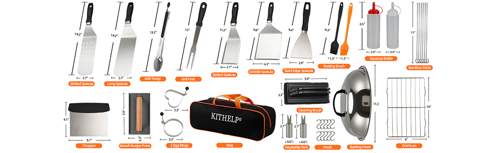 Griddle Accessories Kit Flat Top Grill Accessories Set Griddle Spatula Set for Outdoor BBQ