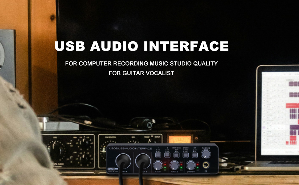 BOMGE U202 USB Audio Interface with Mic Preamplifier XLR
