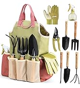 Gardening Tools Set of 10 - Complete Garden Tool Kit Comes With Bag & Gloves,Garden Tool Set with...