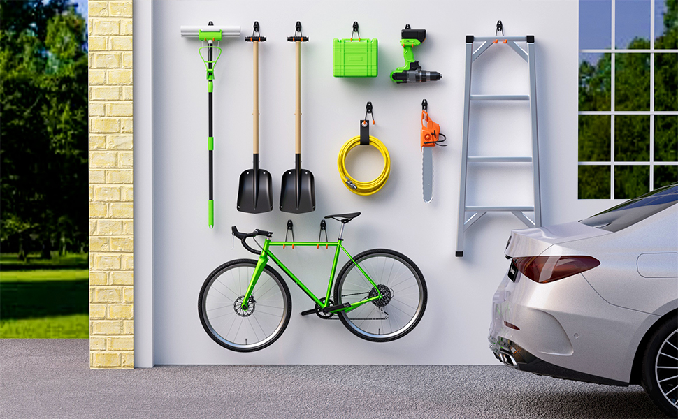 QcoQce 12 Pack Garage Hooks Heavy Duty with 2 Extension Cord Straps