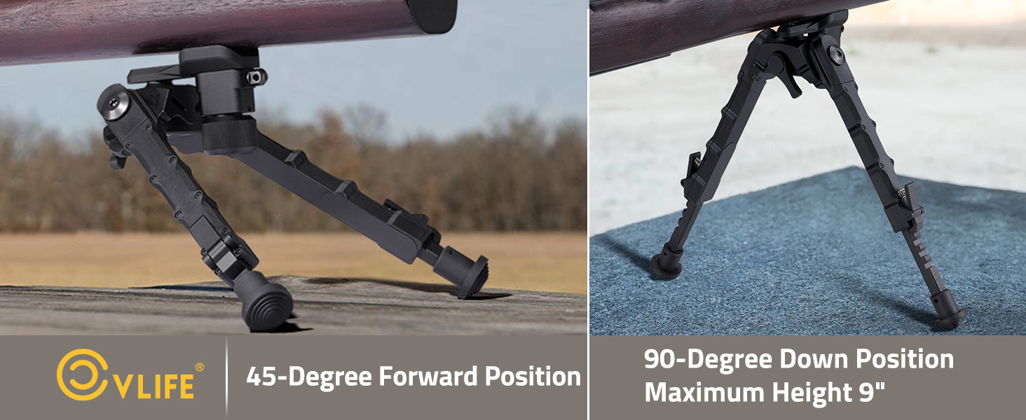CVLIFE Bipods for Rifles Tiltable Swivel Rifle Bipod - 45-degree & 90-degree