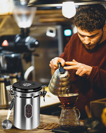 2800ML Airtight Coffee Canister with Date Tracker and Transparent Window, 35OZ Coffe Beans Storage with 30ML Measure Spoon&4 co2 Valve, Coffee Container for Grounds Coffee, Beans, Tea, Sugar, Flour 23 Perfect container