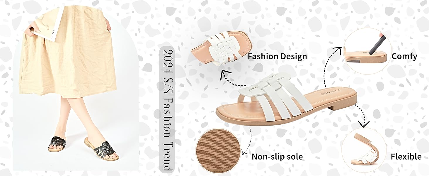 women wide flat sandals